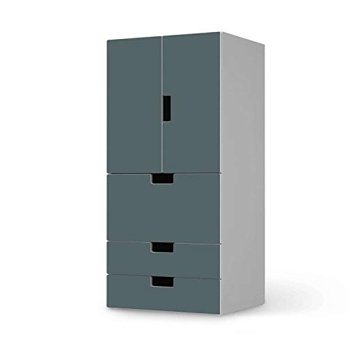Möbel-Folie für Kinder - passend für IKEA Stuva kombiniert - 3 Schubladen und 2 kleine Türen I Tolle Möbelfolie für Kinder-Möbel Deko I Design: Blaugrau Light von creatisto