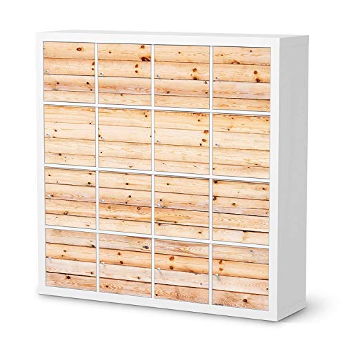 Möbel-Folie passend für IKEA Kallax Regal 16 Türen I Möbeldekoration - Möbel-Sticker Aufkleber Folie I Deko Wohnung für Wohnzimmer, Schlafzimmer - Design: Bright Planks von creatisto