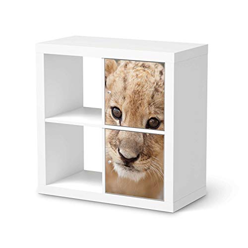 Möbel-Folie passend für IKEA Kallax Regal 2 Türen Hoch I Möbeldekoration - Möbel-Sticker Aufkleber Folie I Deko Wohnung für Wohnzimmer, Schlafzimmer - Design: Simba von creatisto