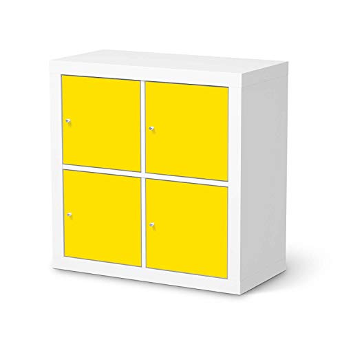 Möbel-Folie passend für IKEA Kallax Regal 4 Türen I Möbelfolie - Möbel-Tattoo Sticker Aufkleber I Deko Ideen Wohnung für Esszimmer und Wohnzimmer - Design: Gelb Dark von creatisto