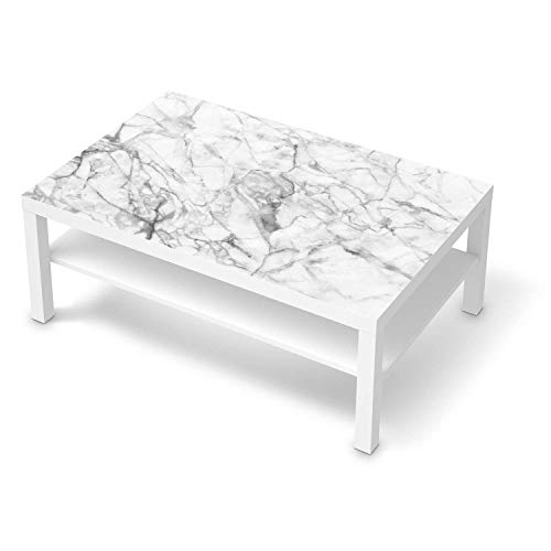 Möbel-Folie passend für IKEA Lack Tisch 118x78 cm I Möbeldekoration - Möbel-Sticker Aufkleber Folie I Deko Wohnung für Wohnzimmer, Schlafzimmer - Design: Marmor weiß von creatisto