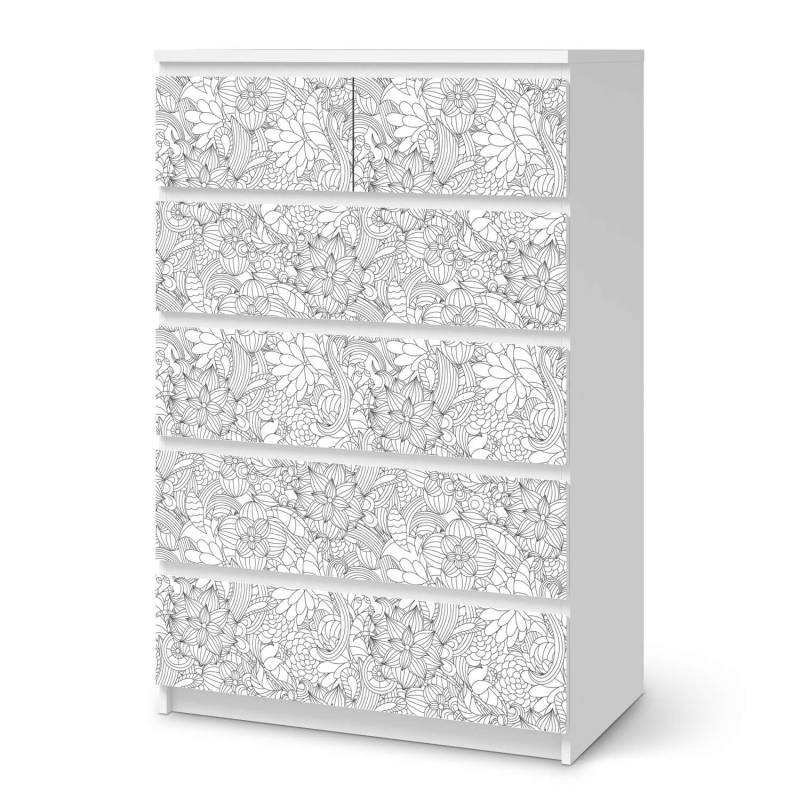 M?bel Klebefolie IKEA Malm Kommode 6 Schubladen (hoch) - Design: Flower Lines 2 von creatisto