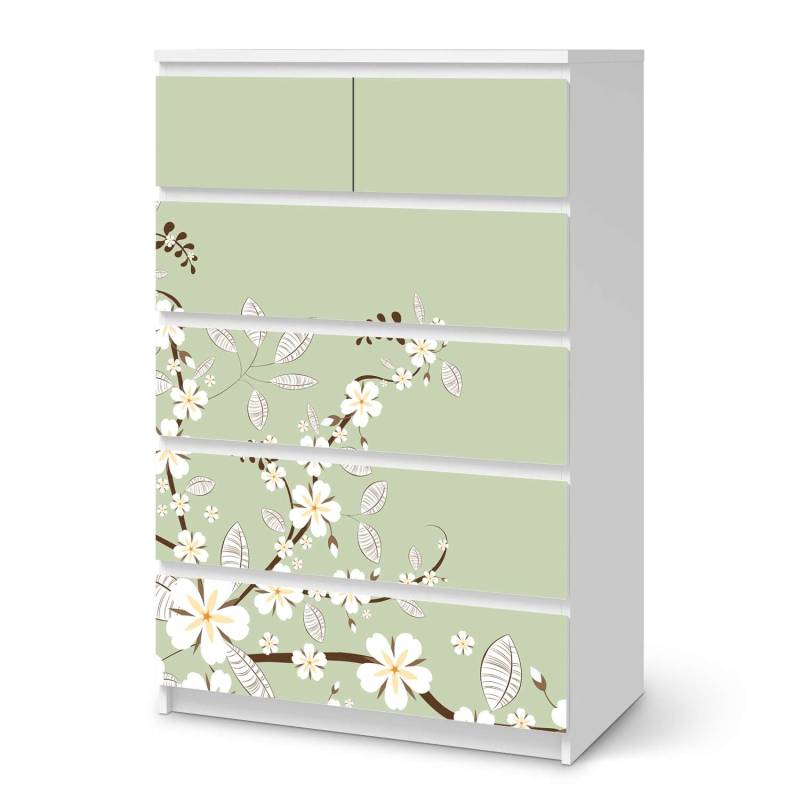 M?bel Klebefolie IKEA Malm Kommode 6 Schubladen (hoch) - Design: White Blossoms von creatisto