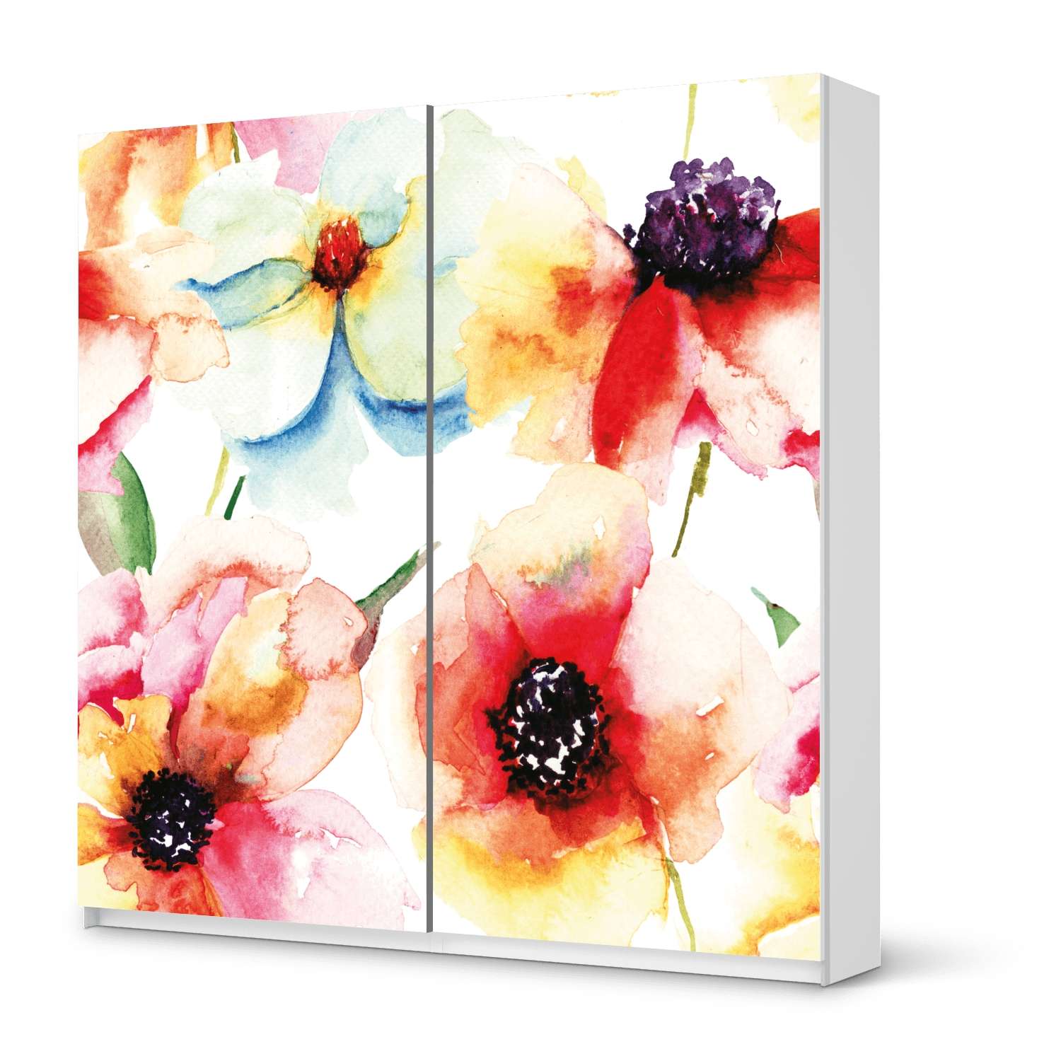 M?bel Klebefolie IKEA Pax Schrank 201 cm H?he - Schiebet?r - Design: Water Color Flowers M?bel Klebefolie IKEA Pax Schrank 201 cm H?he - Schiebet?r - Design: Water Color Flowers von creatisto