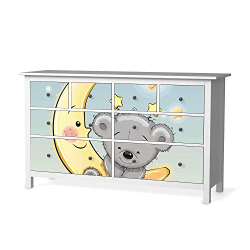 Möbel Klebefolie für Kinder - passend für IKEA Hemnes Kommode 8 Schubladen I Tolle Möbelfolie für Kinder-Möbel Deko I Design: Teddy und Mond von creatisto