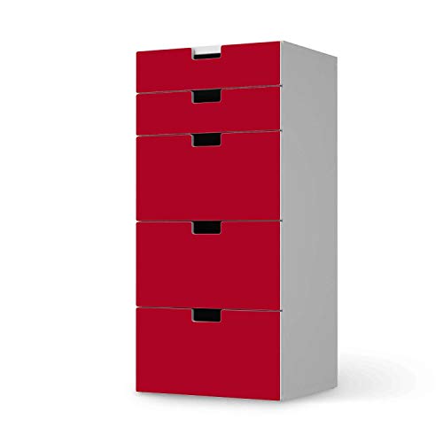 Möbel Klebefolie für Kinder - passend für IKEA Stuva Kommode - 5 Schubladen I Tolle Möbelsticker für Kinderzimmer Einrichtung I Design: Rot Dark von creatisto