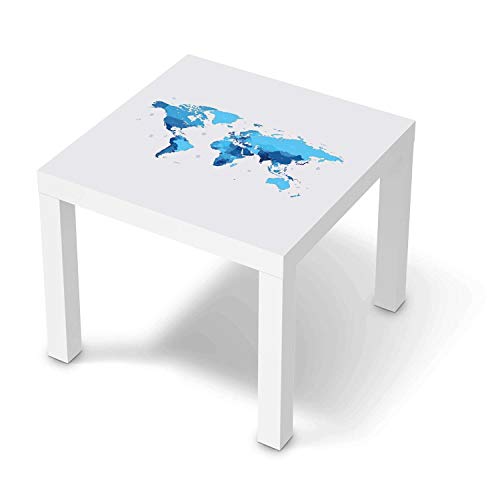 Möbel Klebefolie passend für IKEA Lack Tisch 55x55 cm I Möbelsticker - Möbel-Aufkleber Folie Tattoo I Wohndeko für Wohnzimmer und Schlafzimmer - Design: Politische Weltkarte von creatisto