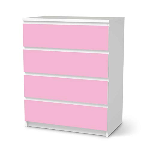 Möbel Klebefolie passend für IKEA Malm Kommode 4 Schubladen I Möbelsticker - Möbel-Aufkleber Folie Tattoo I Wohndeko für Wohnzimmer und Schlafzimmer - Design: Pink Light von creatisto
