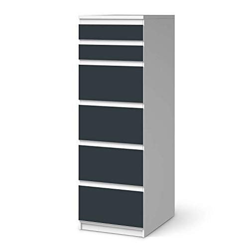 Möbel Klebefolie passend für IKEA Malm Kommode 6 Schubladen (schmal) I Möbelsticker - Möbel-Aufkleber Folie Tattoo I Wohndeko für Wohnzimmer und Schlafzimmer - Design: Blaugrau Dark von creatisto