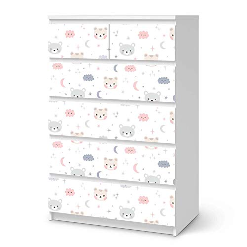 Möbel-Tattoo für Kinder - passend für IKEA Malm Kommode 6 Schubladen (hoch) I Tolle Möbelsticker für Kinderzimmer Einrichtung I Design: Sweet Dreams von creatisto