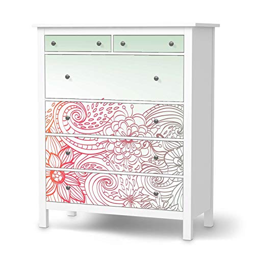 creatisto Möbel-Tattoo passend für IKEA Hemnes Kommode 6 Schubladen I Möbelsticker - Möbel-Sticker Aufkleber Folie I Innendekoration für Esszimmer, Wohnzimmer - Design: Floral Doodle von creatisto