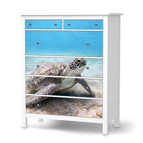 Möbel-Tattoo passend für IKEA Hemnes Kommode 6 Schubladen I Möbelsticker - Möbel-Sticker Aufkleber Folie I Innendekoration für Esszimmer, Wohnzimmer - Design: Green Sea Turtle von creatisto