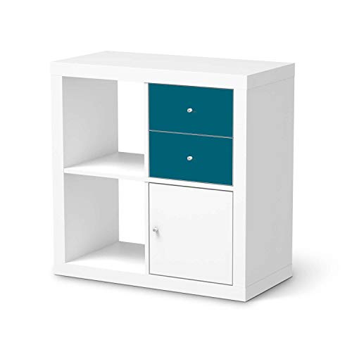 Möbel-Tattoo passend für IKEA Kallax Regal Schubladen I Möbelfolie - Möbel-Aufkleber Folie Tattoo I Deko DIY für Wohnzimmer und Schlafzimmer - Design: Türkisgrün Dark von creatisto