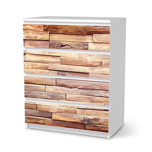 Möbel-Tattoo passend für IKEA Malm Kommode 4 Schubladen I Möbelfolie - Möbel-Aufkleber Folie Tattoo I Deko DIY für Wohnzimmer und Schlafzimmer - Design: Artwood von creatisto
