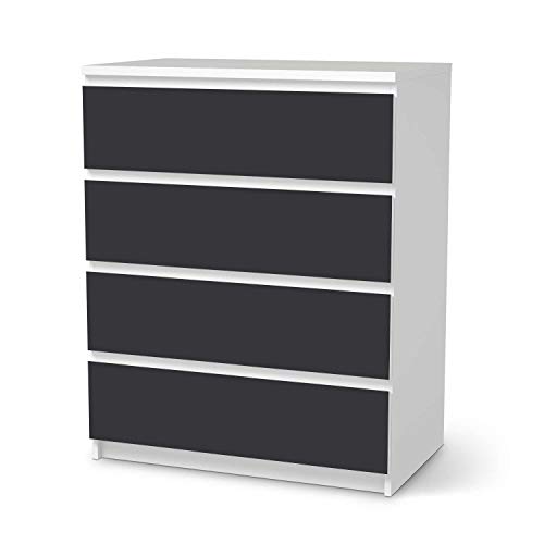 creatisto Möbel-Tattoo passend für IKEA Malm Kommode 4 Schubladen I Möbelsticker - Möbel-Sticker Aufkleber Folie I Innendekoration für Esszimmer, Wohnzimmer - Design: Grau Dark von creatisto
