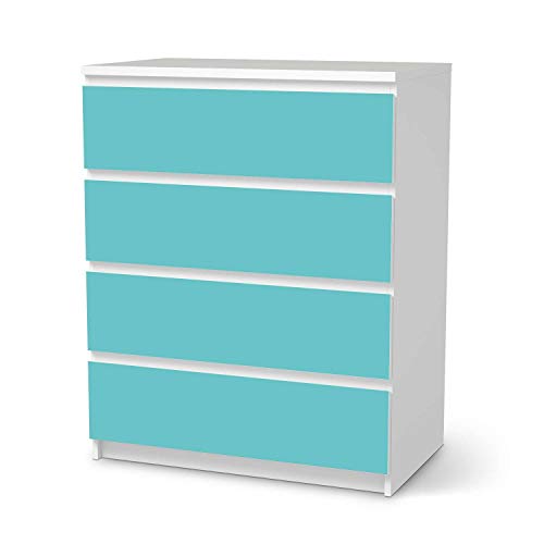 Möbel-Tattoo passend für IKEA Malm Kommode 4 Schubladen I Möbelsticker - Möbel-Sticker Aufkleber Folie I Innendekoration für Esszimmer, Wohnzimmer - Design: Türkisgrün Light von creatisto