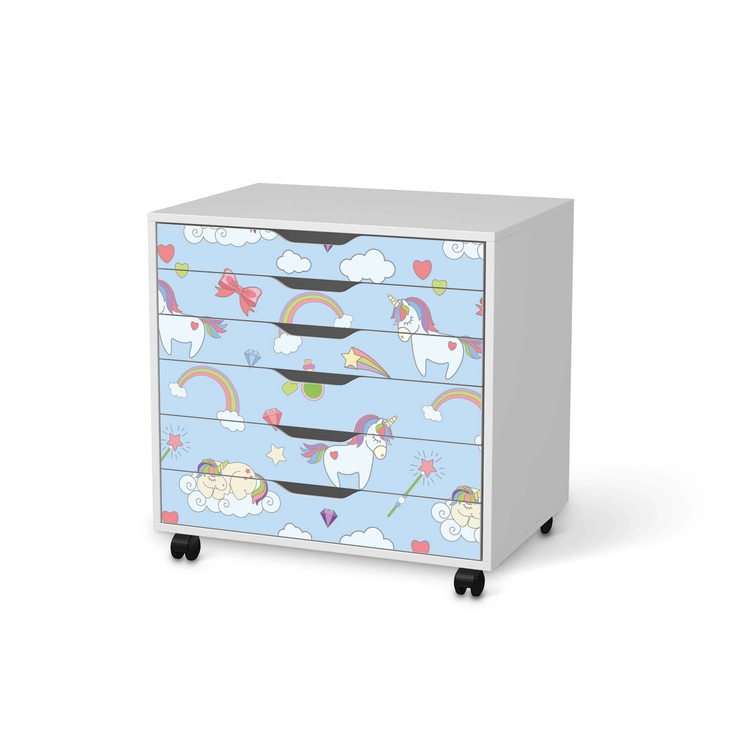 M?belfolie IKEA Alex Rollcontainer 6 Schubladen - Design: Rainbow Unicorn von creatisto