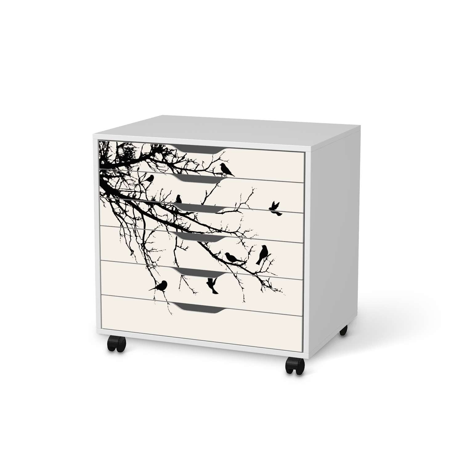 M?belfolie IKEA Alex Rollcontainer 6 Schubladen - Design: Tree and Birds 1 von creatisto