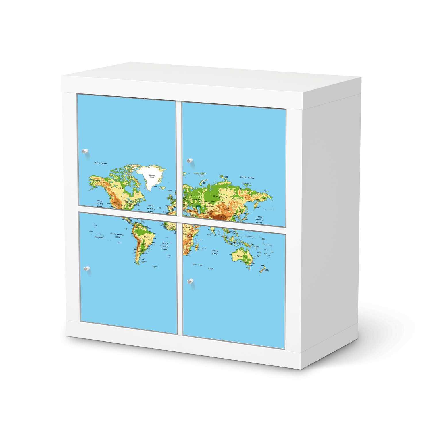 M?belfolie IKEA Expedit Regal 4 T?ren - Design: Geografische Weltkarte von creatisto