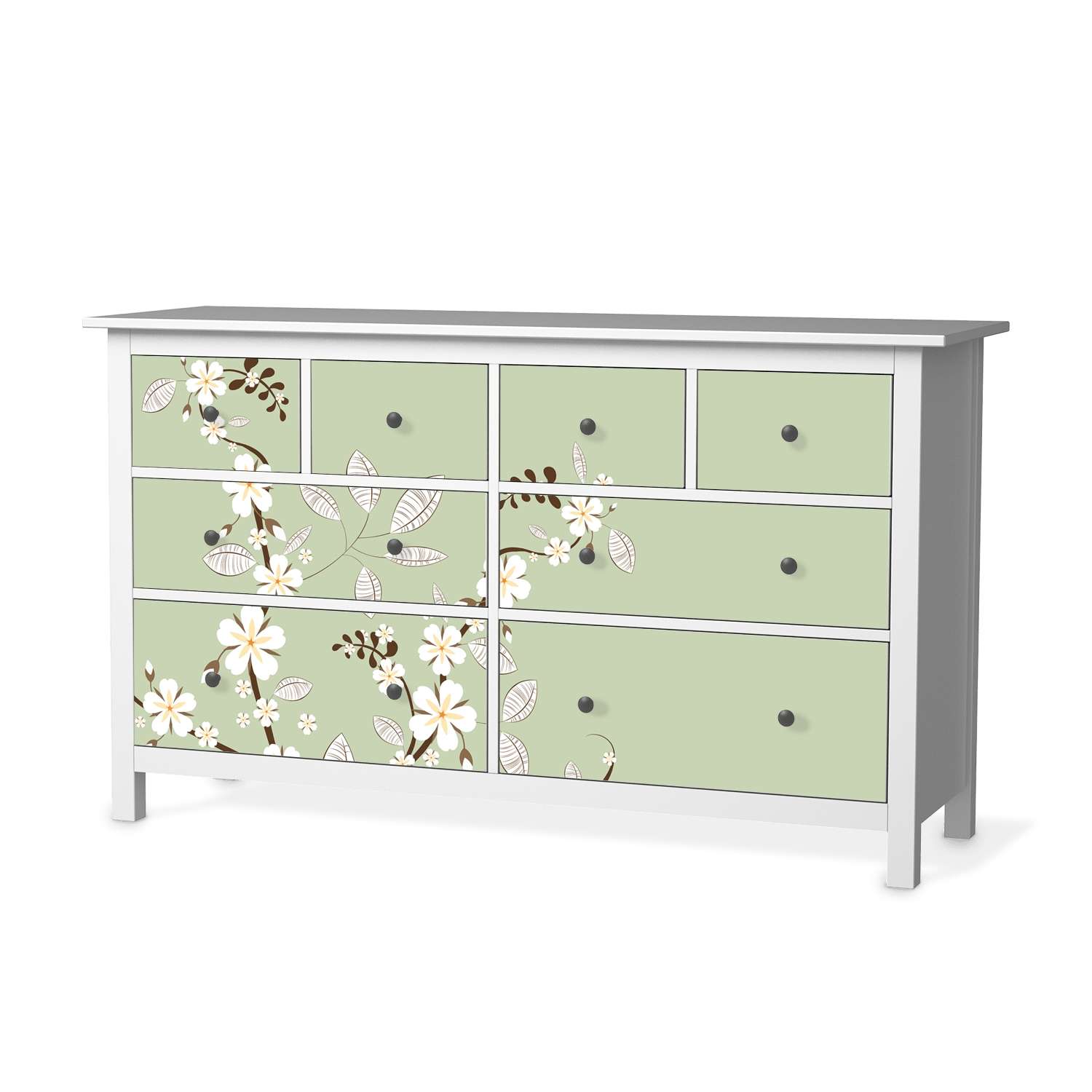 M?belfolie IKEA Hemnes Kommode 8 Schubladen - Design: White Blossoms von creatisto