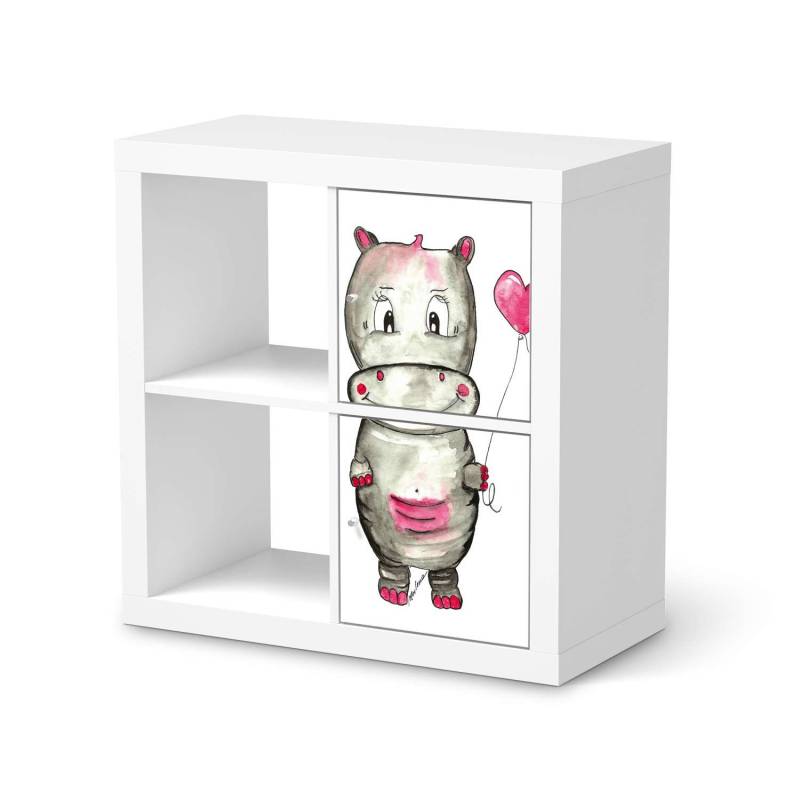 M?belfolie IKEA Kallax Regal 2 T?ren (hoch) - Design: Nilpferd mit Herz von creatisto
