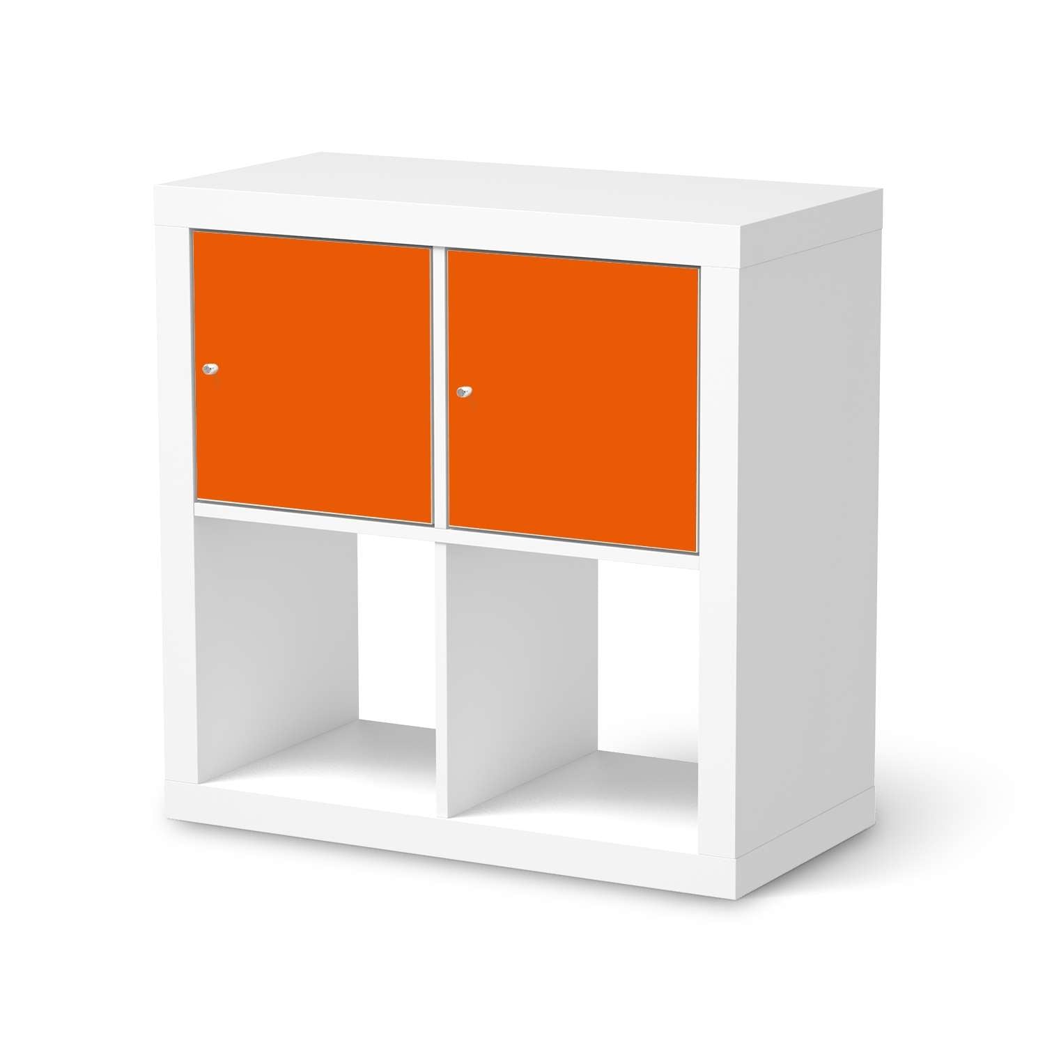 M?belfolie IKEA Kallax Regal 2 T?ren (quer) - Design: Orange Dark von creatisto