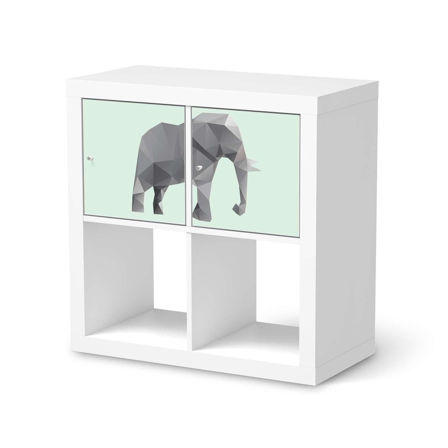 M?belfolie IKEA Kallax Regal 2 T?ren (quer) - Design: Origami Elephant von creatisto