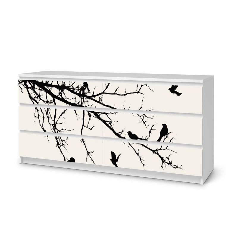 M?belfolie IKEA Malm Kommode 6 Schubladen (breit) - Design: Tree and Birds 1 von creatisto