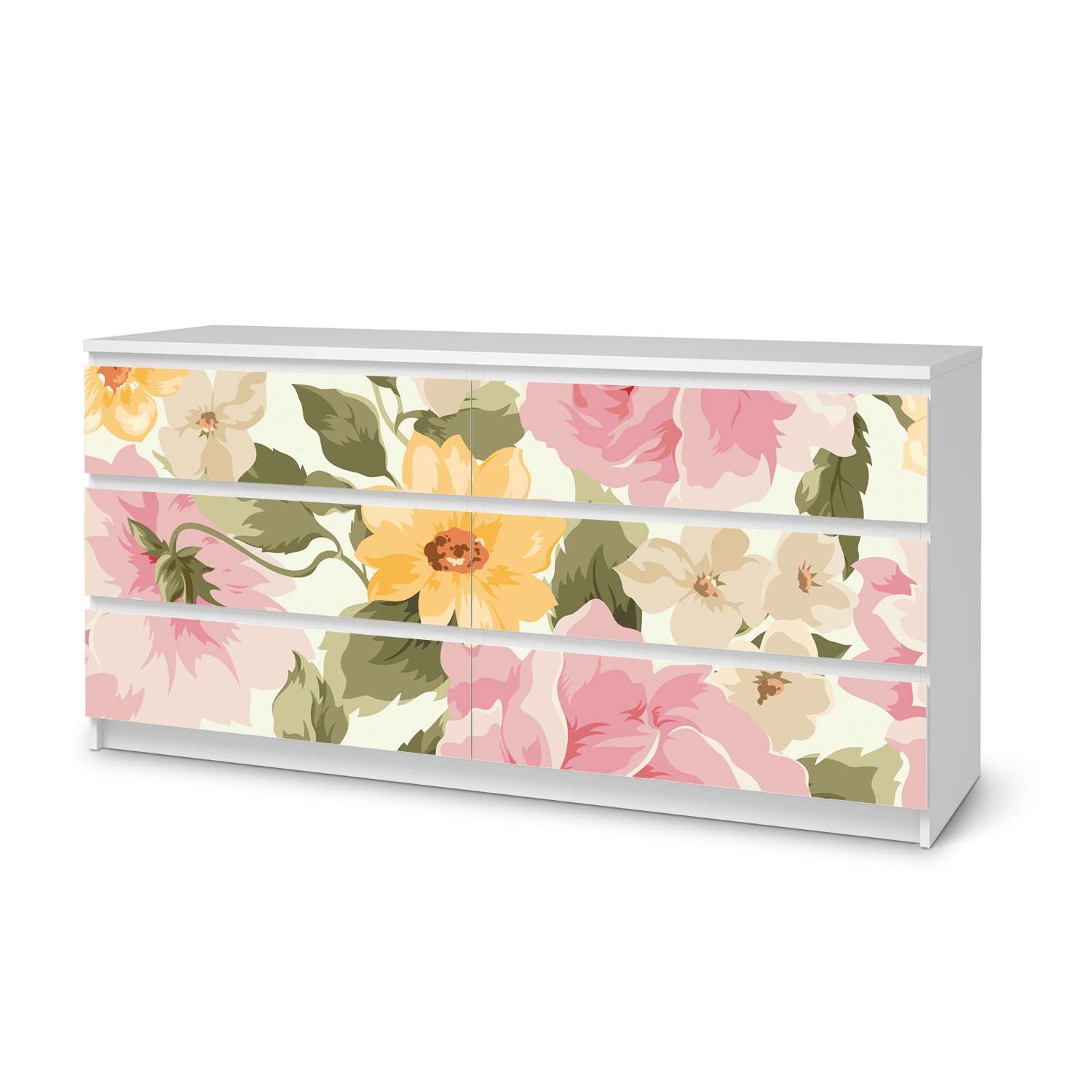 M?belfolie IKEA Malm Kommode 6 Schubladen (breit) - Design: Vintage Flowers von creatisto