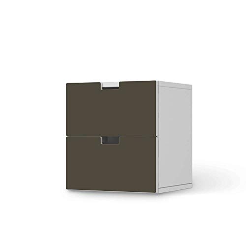 Möbelfolie für Kinder - passend für IKEA Stuva Kommode - 2 Schubladen I Tolle Möbelsticker für Kinderzimmer Einrichtung I Design: Braungrau Dark von creatisto