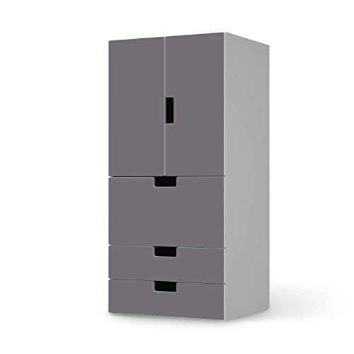 Möbelfolie für Kinder - passend für IKEA Stuva kombiniert - 3 Schubladen und 2 kleine Türen I Tolle Möbelsticker für Kinderzimmer Einrichtung I Design: Grau Light von creatisto