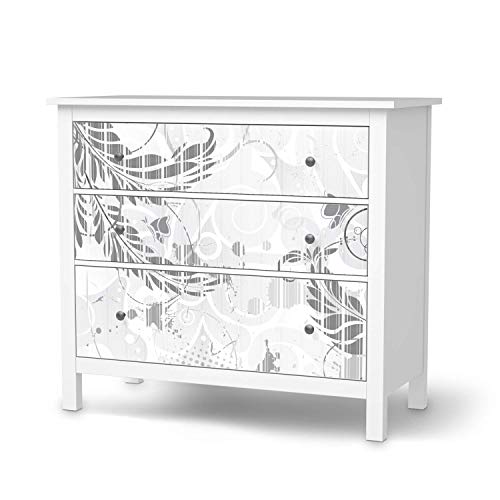Möbelfolie passend für IKEA Hemnes Kommode 3 Schubladen I Möbelsticker - Möbel-Tattoo Sticker Aufkleber I Deko Ideen Wohnung für Schlafzimmer, Wohnzimmer - Design: Florals Plain 2 von creatisto