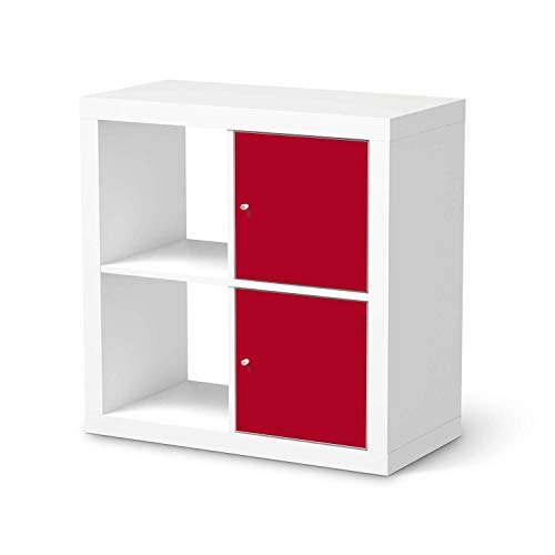 Möbelfolie passend für IKEA Kallax Regal 2 Türen Hoch I Möbeldeko - Möbel-Folie Tattoo Sticker I Wohn Deko Ideen für Wohnzimmer, Schlafzimmer - Design: Rot Dark von creatisto