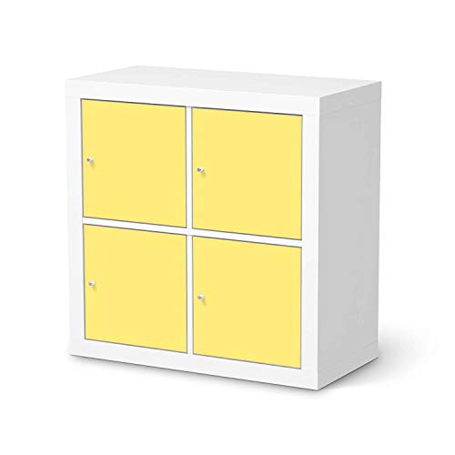Möbelfolie passend für IKEA Kallax Regal 4 Türen I Möbeldeko - Möbel-Folie Tattoo Sticker I Wohn Deko Ideen für Wohnzimmer, Schlafzimmer - Design: Gelb Light von creatisto