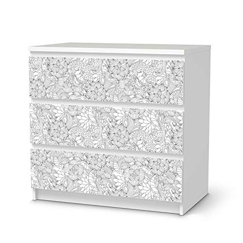 Möbelfolie passend für IKEA Malm Kommode 3 Schubladen I Möbelsticker - Möbel-Tattoo Sticker Aufkleber I Deko Ideen Wohnung für Schlafzimmer, Wohnzimmer - Design: Flower Lines 2 Möbelfolie passend für IKEA Malm Kommode 3 Schubladen I Möbelsticker - Möbel-Tattoo Sticker Aufkleber I Deko Ideen Wohnung für Schlafzimmer, Wohnzimmer - Design: Flower Lines 2 von creatisto