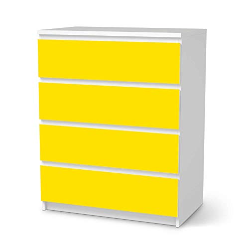 Möbelfolie passend für IKEA Malm Kommode 4 Schubladen I Möbeldeko - Möbel-Folie Tattoo Sticker I Wohn Deko Ideen für Wohnzimmer, Schlafzimmer - Design: Gelb Dark von creatisto