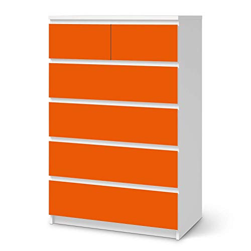 Möbelfolie passend für IKEA Malm Kommode 6 Schubladen (hoch) I Möbeldeko - Möbel-Folie Tattoo Sticker I Wohn Deko Ideen für Wohnzimmer, Schlafzimmer - Design: Orange Dark von creatisto