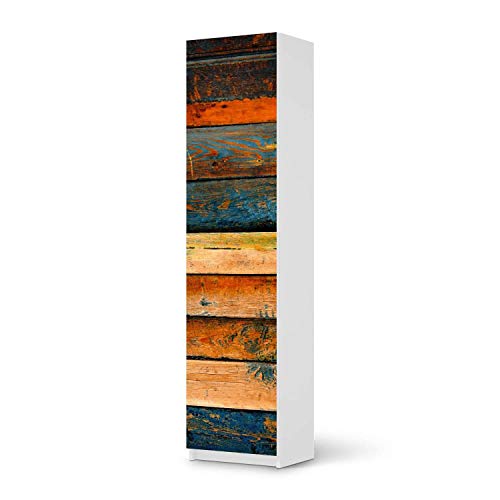 Möbelfolie passend für IKEA Pax Schrank 201 cm Höhe - 1 Tür I Möbeldeko - Möbel-Folie Tattoo Sticker I Wohn Deko Ideen für Wohnzimmer, Schlafzimmer - Design: Wooden von creatisto