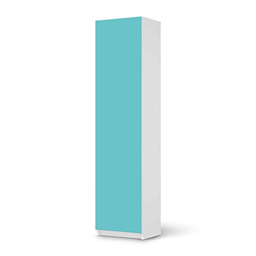 Möbelfolie passend für IKEA Pax Schrank 201 cm Höhe - 1 Tür I Möbelsticker - Möbel-Tattoo Sticker Aufkleber I Deko Ideen Wohnung für Schlafzimmer, Wohnzimmer - Design: Türkisgrün Light von creatisto