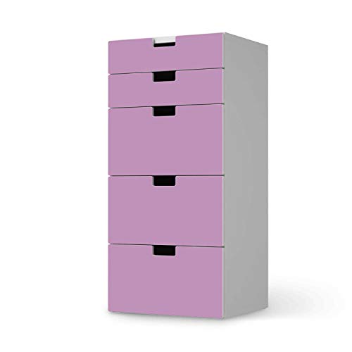 Möbelfolie selbstklebend für Kinder - passend für IKEA Stuva Kommode - 5 Schubladen I Tolle Möbelaufkleber für Kinder-Zimmer Deko I Design: Flieder Light von creatisto