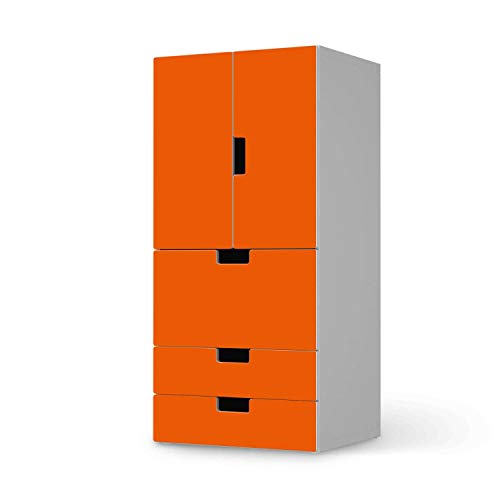Möbelfolie selbstklebend für Kinder - passend für IKEA Stuva kombiniert - 3 Schubladen und 2 kleine Türen I Tolle Möbelaufkleber für Kinder-Zimmer Deko I Design: Orange Dark von creatisto