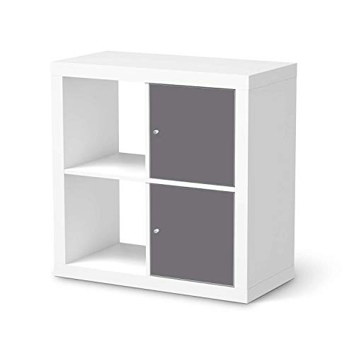 Möbelfolie selbstklebend passend für IKEA Kallax Regal 2 Türen Hoch I Möbeldeko - Möbel-Aufkleber Folie Tattoo I Wohndeko für Esszimmer und Wohnzimmer - Design: Grau Light von creatisto