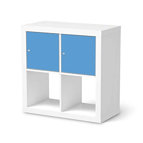 Möbelfolie selbstklebend passend für IKEA Kallax Regal 2 Türen Quer I Möbelaufkleber - Möbel-Sticker Aufkleber Folie I Deko Wohnung für Schlafzimmer und Wohnzimmer - Design: Blau Light von creatisto