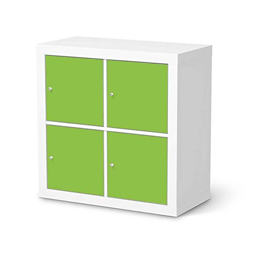 Möbelfolie selbstklebend passend für IKEA Kallax Regal 4 Türen I Möbeldeko - Möbel-Aufkleber Folie Tattoo I Wohndeko für Esszimmer und Wohnzimmer - Design: Hellgrün Dark von creatisto