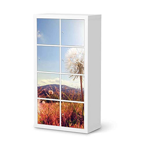 Möbelfolie selbstklebend passend für IKEA Kallax Regal 8 Türen I Möbelaufkleber - Möbel-Sticker Aufkleber Folie I Deko Wohnung für Schlafzimmer und Wohnzimmer - Design: Dandelion von creatisto
