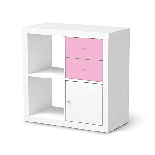 Möbelfolie selbstklebend passend für IKEA Kallax Regal Schubladen I Möbeldeko - Möbel-Aufkleber Folie Tattoo I Wohndeko für Esszimmer und Wohnzimmer - Design: Pink Light von creatisto