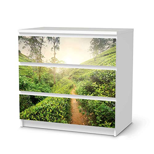 Möbelfolie selbstklebend passend für IKEA Malm Kommode 3 Schubladen I Möbelaufkleber - Möbel-Sticker Aufkleber Folie I Deko Wohnung für Schlafzimmer und Wohnzimmer - Design: Green Tea Fields Möbelfolie selbstklebend passend für IKEA Malm Kommode 3 Schubladen I Möbelaufkleber - Möbel-Sticker Aufkleber Folie I Deko Wohnung für Schlafzimmer und Wohnzimmer - Design: Green Tea Fields von creatisto