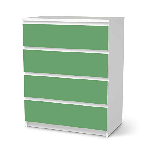 Möbelfolie selbstklebend passend für IKEA Malm Kommode 4 Schubladen I Möbeldeko - Möbel-Aufkleber Folie Tattoo I Wohndeko für Esszimmer und Wohnzimmer - Design: Grün Light von creatisto