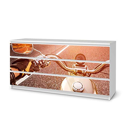 Möbelfolie selbstklebend passend für IKEA Malm Kommode 6 Schubladen (breit) I Möbeldeko - Möbel-Aufkleber Folie Tattoo I Wohndeko für Esszimmer und Wohnzimmer - Design: Easy Rider von creatisto