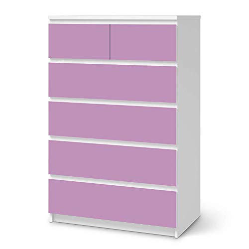 Möbelfolie selbstklebend passend für IKEA Malm Kommode 6 Schubladen (hoch) I Möbeldeko - Möbel-Aufkleber Folie Tattoo I Wohndeko für Esszimmer und Wohnzimmer - Design: Flieder Light von creatisto